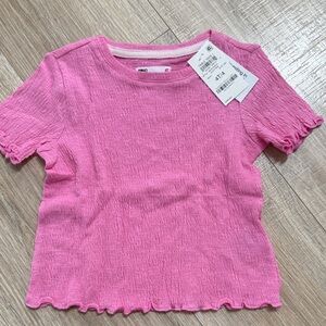 Chic Crinkled Pink Short Sleeve Tee